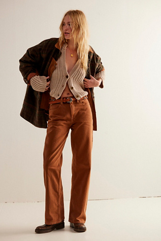 We The Free Tinsley Baggy High-Rise Jeans at Free People in Brown, Size: 28