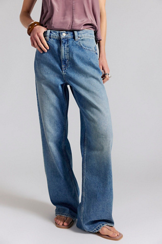 We The Free Tinsley Baggy High-Rise Jeans at Free People in Hazey Blue, Size: 30