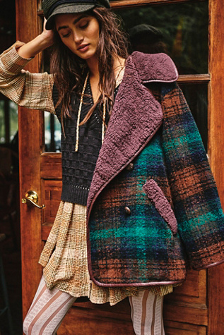 long plaid peacoat