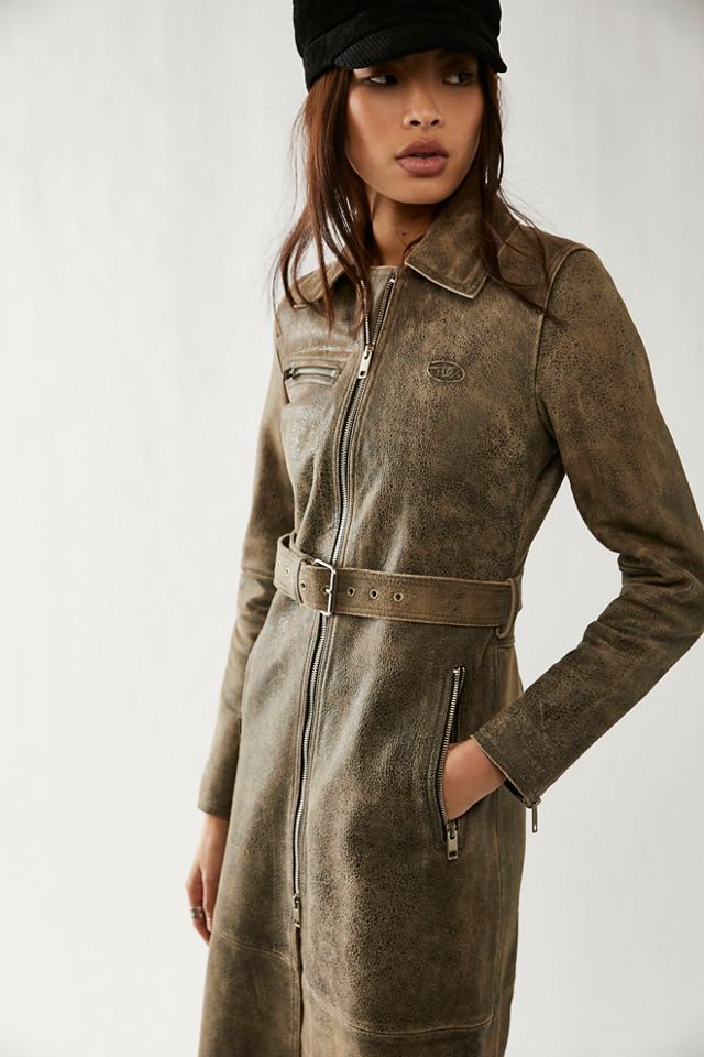 Diesel Lamin Leather Trench Coat | Free People