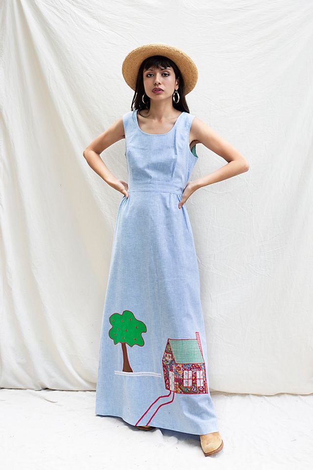 knee length dresses for ladies Black Fit and Flare Dress Short Sleeve Linen Blend
