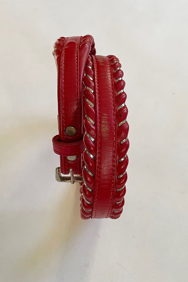 Vintage Red Belt with Silver Stitched Details Selected by ...