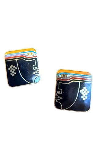 Vintage 1980s Laurel Burch Rainbow Mask Earrings Selected by Personal Choice