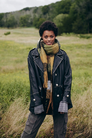 Free People Top Notch Leather Pea Coat - 78923646