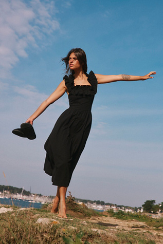 Ruffle It Up Midi Dress by free-est at Free People in Black, Size: XS