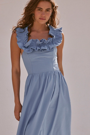 Ruffle It Up Midi by free-est at Free People in Blue Vista, Size: Large