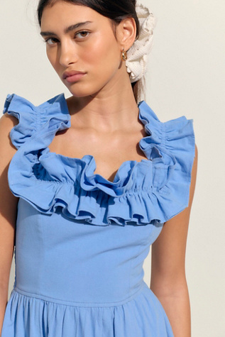 Женское платье free-est Ruffle It Up Midi, цвет: Синий — фото 3