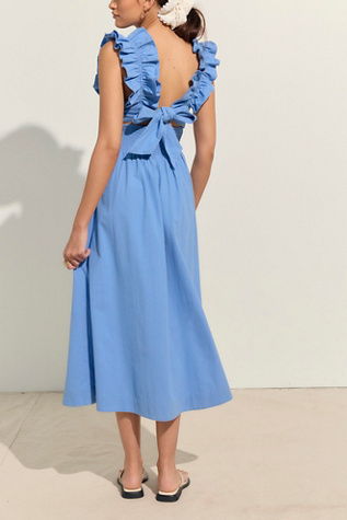Женское платье free-est Ruffle It Up Midi, цвет: Синий — фото 2