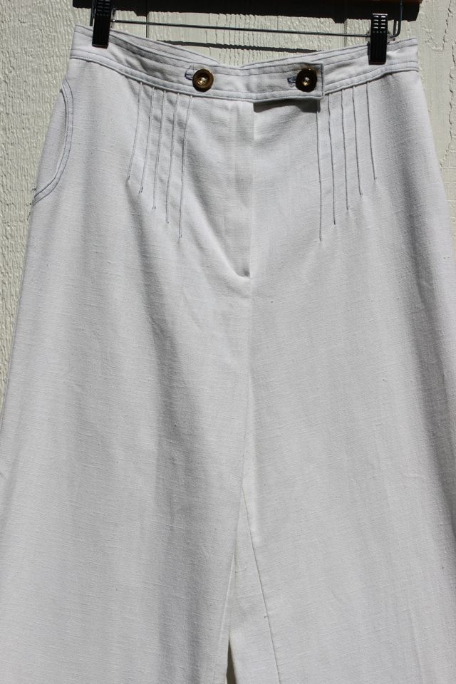 1970s Pleated High Waist White Wide Leg Pants Selected By Moons + Junes Vintage #2