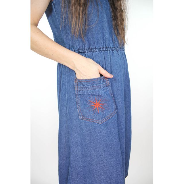 Vintage Western Embroidered Midi Denim Dress Selected By Moons + Junes Vintage #1