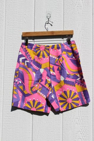 1960s Hot Pink Flower Power Hippie Shorts Selected By Moons + Junes Vintage