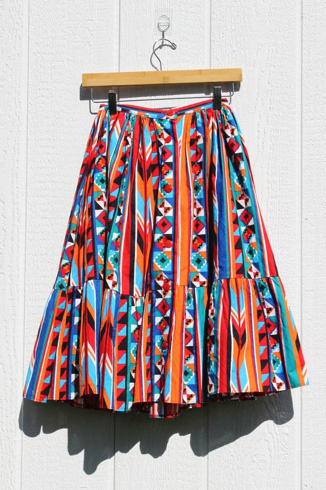 1980s Bright Western Swing Skirt Selected By Moons + Junes