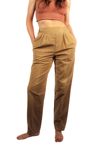 New Vintage Chic Womens Petite 8P High Waisted Cotton Pleated Khaki Pants  Mint