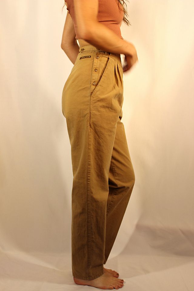1980s Organically Grown Pleated High Waist Khaki Pants 1980s Organically Grown Pleated High Waist Khaki Pants