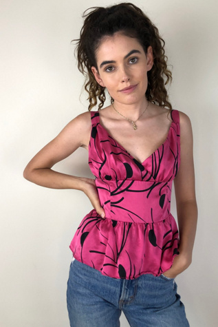 Silk Hot Pink Previously Loved Peplum Top Selected by Picky Jane