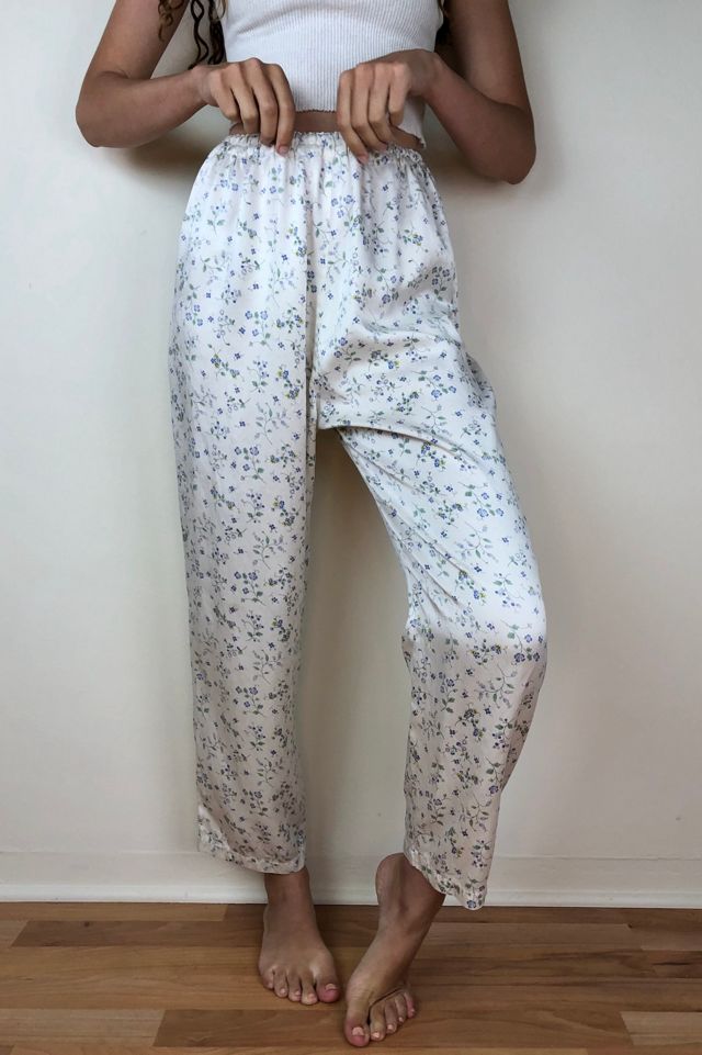 Silk Baby Blue Ditsy Floral Preowned Lounge Pajama Pants Selected by ...