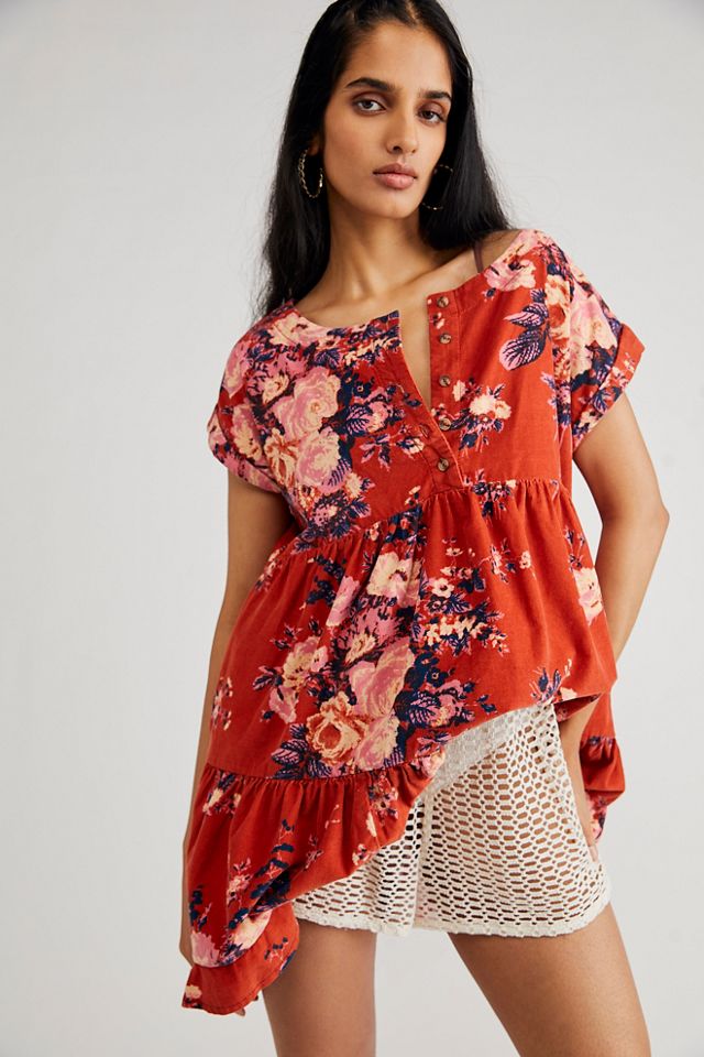 Free people red floral clearance dress