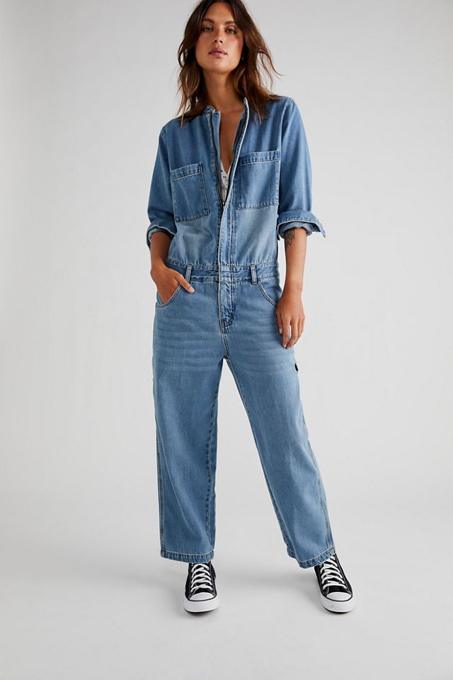 Free people denim hot sale romper