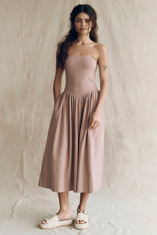 Onda Drop-Waist Tube Midi Dress by free-est at Free People in Brown, Size: S