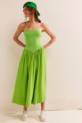 Onda Drop-Waist Tube Midi by free-est at Free People in Bright Lime, Size: Medium