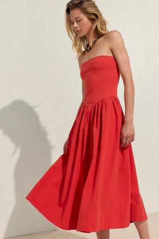 Onda Drop-Waist Tube Midi Dress by free-est at Free People in Red Convertible, Size: Small