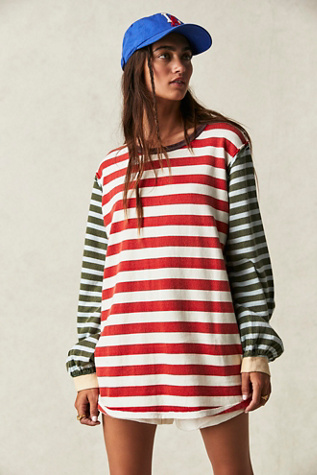 Sawyer Stripe Tee at Free People in Sienna Kelp Combo, Size: XS