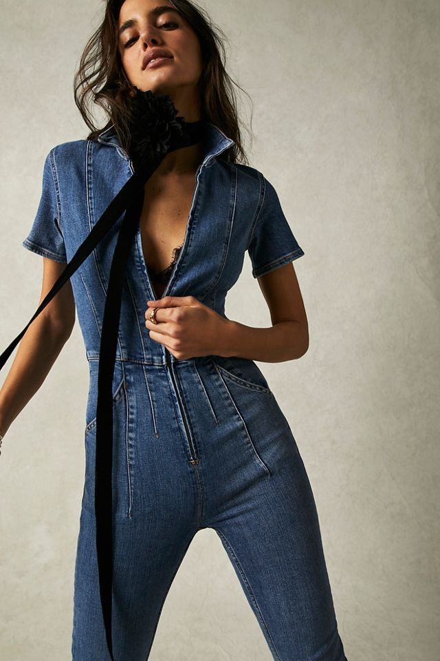 Free people cheap blue jumpsuit