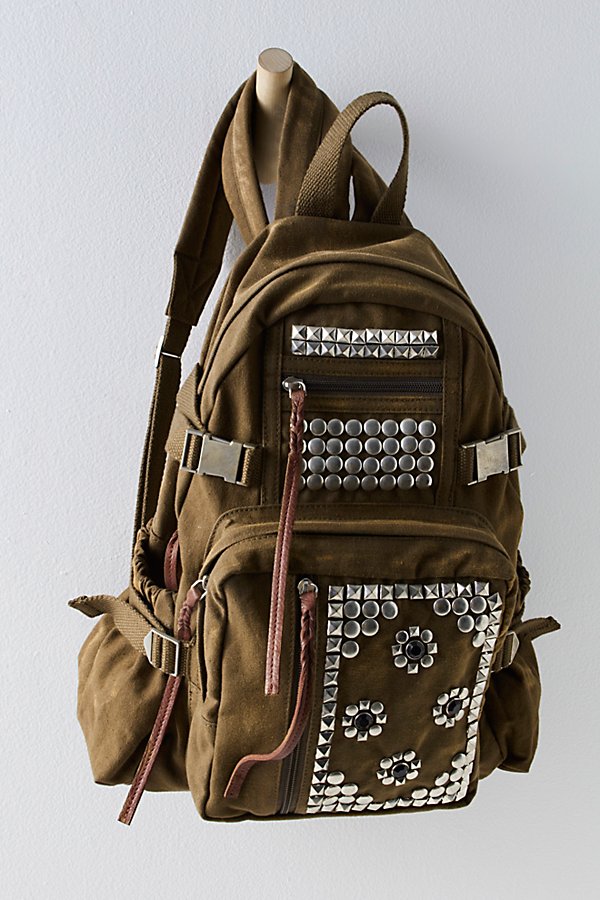 Free People Berlin Studded Backpack In Faded Military