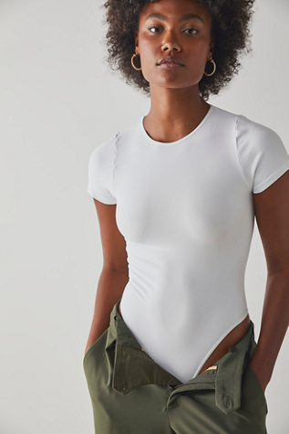 Clean Lines Tee Bodysuit by Intimately at Free People in White, Size: XS/S