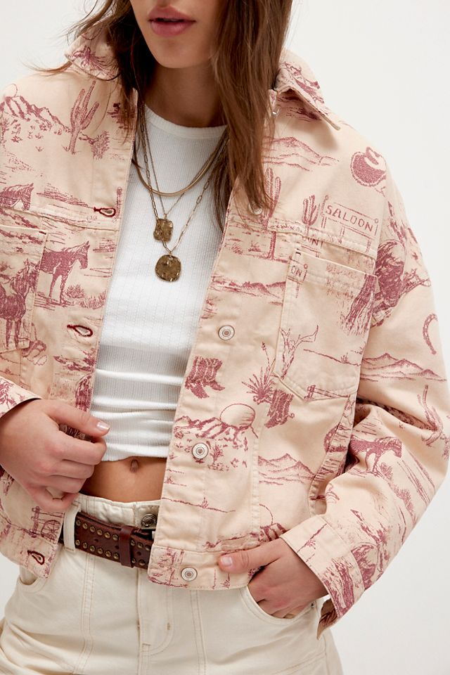 We The Free Opal Swing Printed Denim Jacket