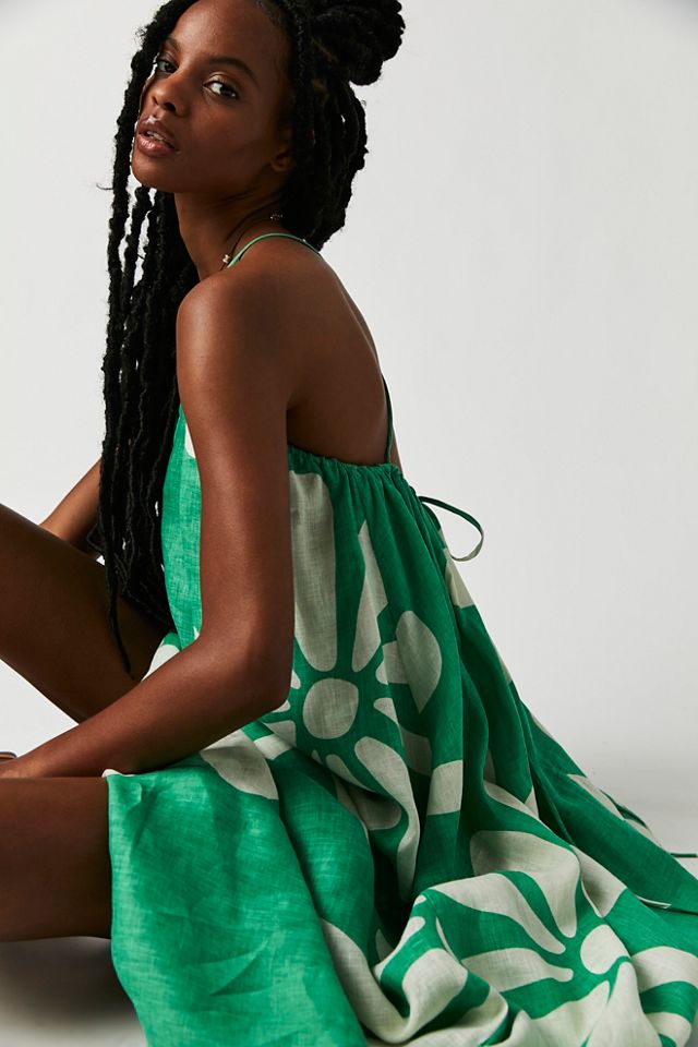 Zulu & Zephyr Green Flower Linen Maxi Dress #3