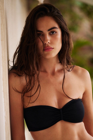 Toast Signature Cinch Bandeau Bikini Top at Free People in Black, Size: XL