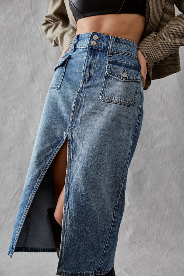 Free people maddie denim orders skirt