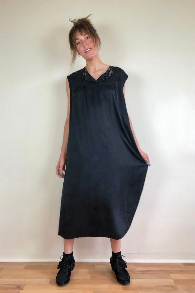 Vintage Silk Embroidered Yoke Midi Dress with Belt Selected by Picky Jane |  Free People