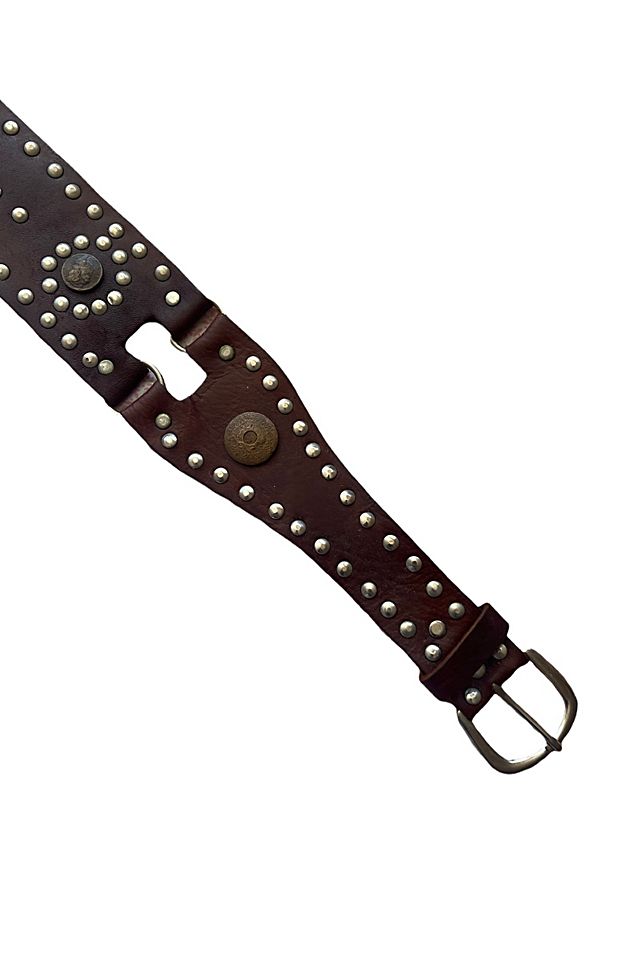 Vintage 1980s Coin Studded Wide Leather Belt Selected by Personal 