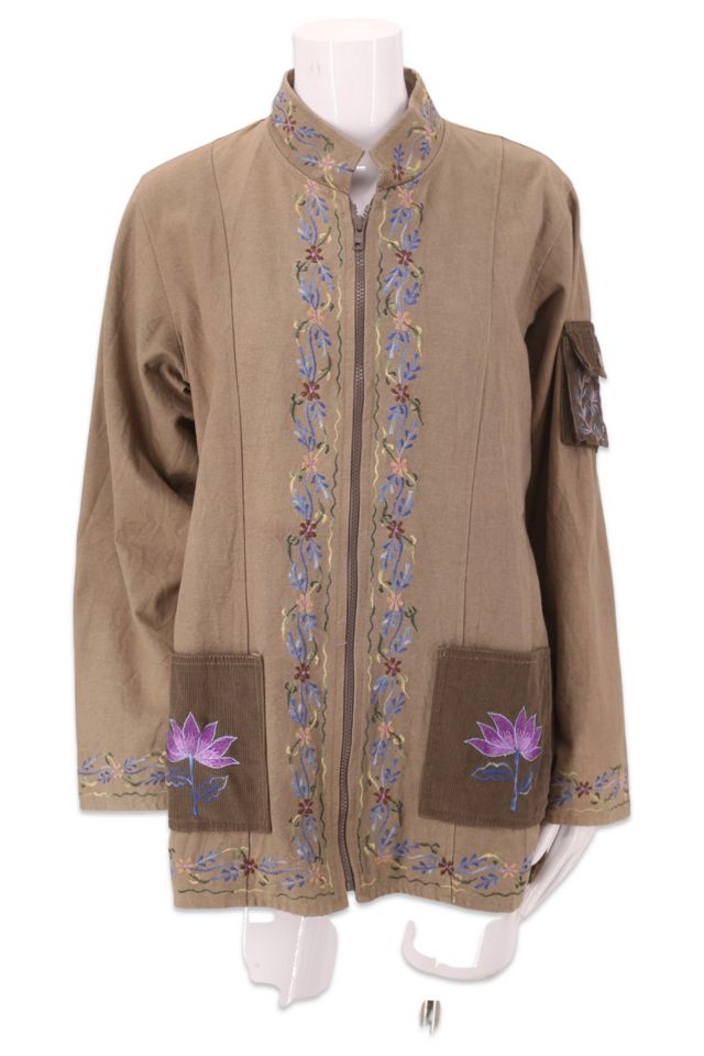 Blue Embroidered Chore Coat