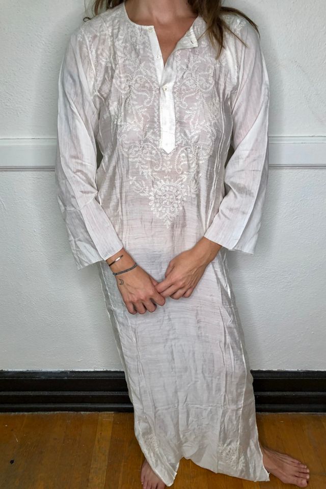 Deadstock White Embroidered Tunic Selected by Cherry | Free
