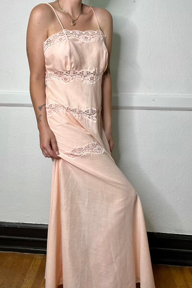 Vintage Peach Spaghetti Strap Maxi Dress Selected by Wax Plant