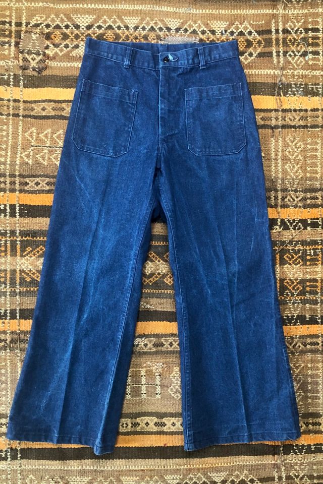 LE CULOTTIER vintage wide leg sailor jeans dungaree deep blue denim