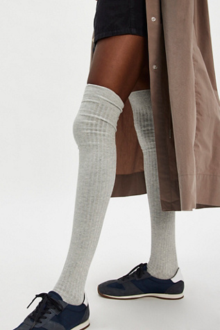 Viola Over The Knee Socks At Free People In Medium Grey Marled