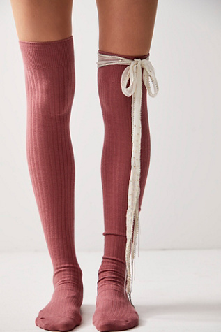Viola Over-The-Knee Socks by Free People in Pink