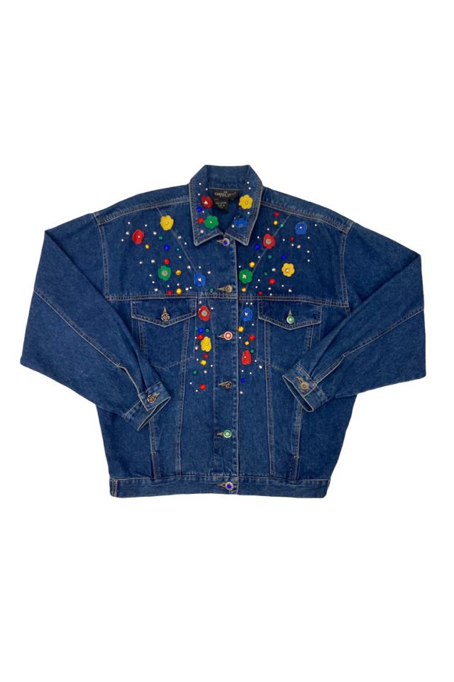 1980s Vintage Floral Appliqué Jean Jacket Selected by BusyLady