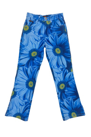 1990s Vintage Daisy Photoprint Denim Jeans Selected by BusyLady Baca & The Goods