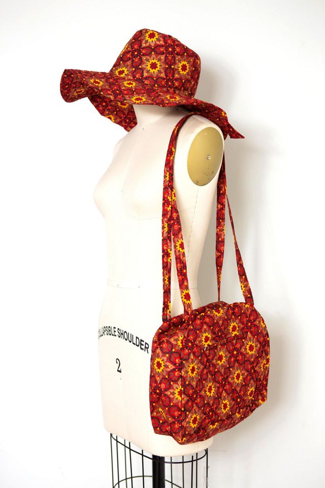 Vintage 1970s Printed Cotton Sun Hat & Tote Bag Set Selected by SwaneeGRACE #1