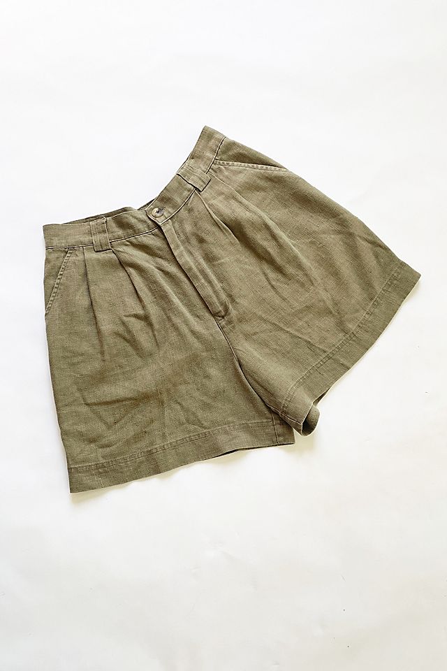 Vintage 1980's Army Green Linen GAP Shorts Selected by FernMercantile