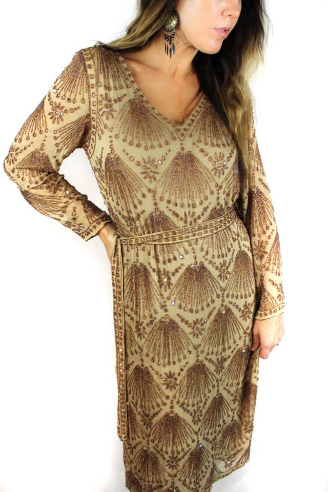1980s Sequin Beaded Star Light Tunic Dress Selected By Moons + Junes Vintage #1