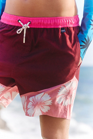 Agua Bendita Joe Surf Trunks At Free People In Pink Floral, Size: Small