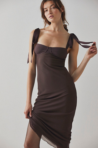 Got Glam Mesh Slip by Intimately at Free People in Chocolate Merlot, Size: Medium