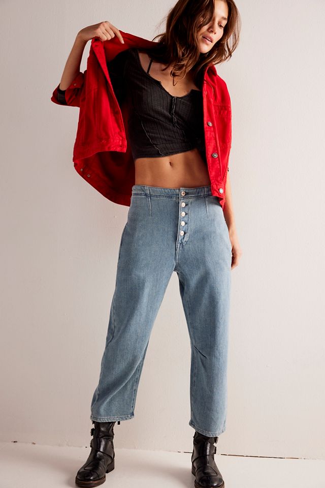 Free People Osaka Low Slung Slouchy Tapered Cropped Jeans