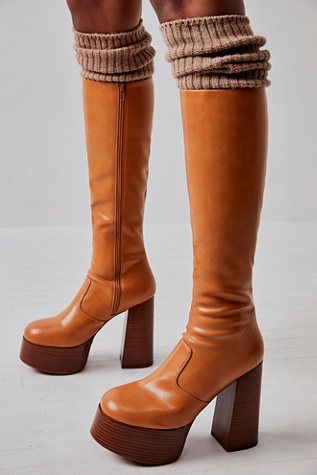 tall brown platform boots